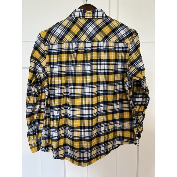 Land's End Women's Flannel Shirt SIze 14P, Navy & Yellow - U of Michigan Colors - Picture 5 of 9